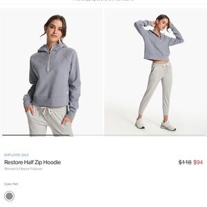 Vuori Restore Half Zip Hoodie Medium Flint